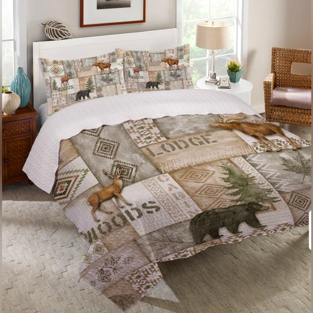 NEW Laural Home Trail Ridge Gray Queen Quilt Set